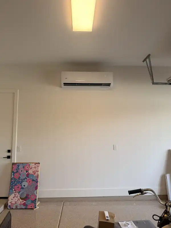 Finished garage mini split installation by Sapper HVAC in the Phoenix Metro area